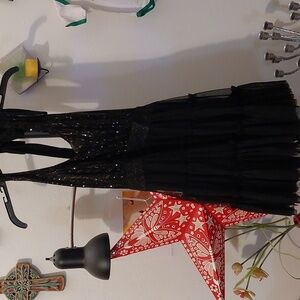 Super cute and sparkly sequined halter black tulle dress